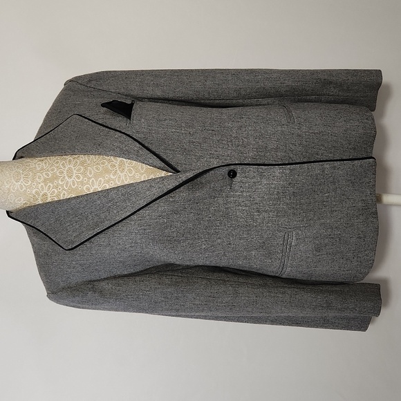 Career CG Guild Blazer Wool Blend Grey Lined Pockets Women Size M Office Busines - Picture 1 of 13